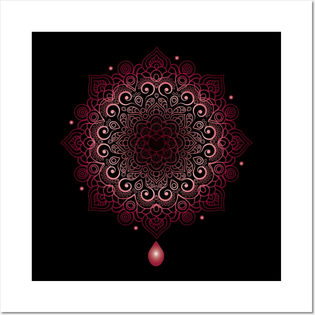 Jewel Mandala Red Wall Art by emma17